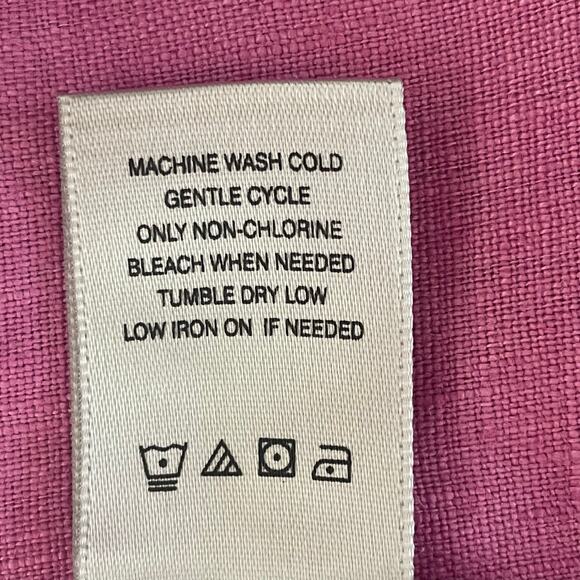 John Mark Pink 100% Linen Button Down Shirt Tie Front Size XL Roll Tab Sleeves - Picture 10 of 10